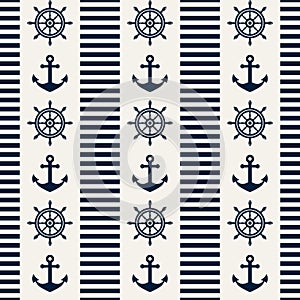 Nautical seamless pattern. Vector illustration.