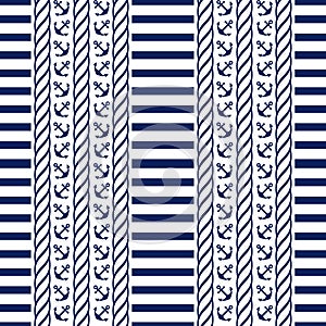 Nautical seamless pattern. Vector illustration.
