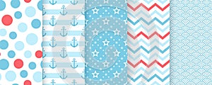 Nautical seamless pattern. Vector illustration. Marine sea backgrounds