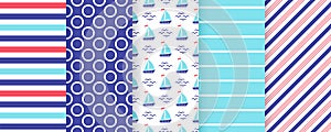 Nautical seamless pattern. Vector illustration. Marine sea backgrounds