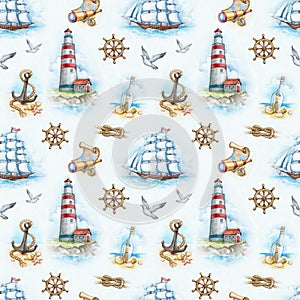 Nautical seamless pattern