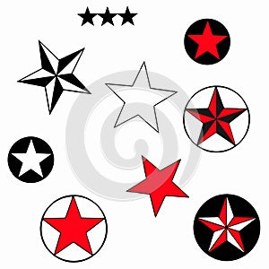 Nautical star set. Set of Nautical star labels and elements. Vector set illustration template tattoo