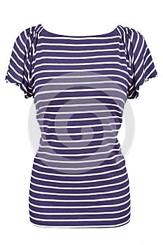 Nautical striped boat neck shirt with flounced sleeves
