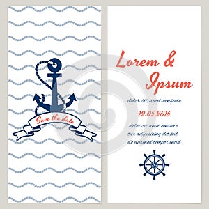 Nautical style wedding invitation photo
