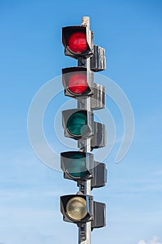 Nautical traffic lights in the harbor of Honfleur, France