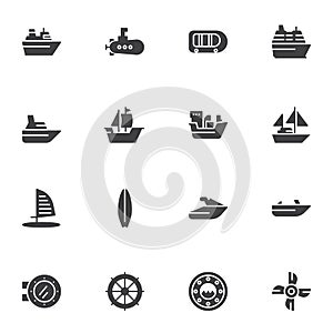 Nautical transport vector icons set