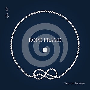Nautical vector frame. Rope knot border design