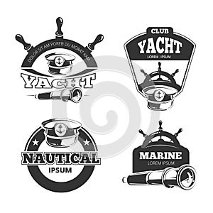 Nautical vector signs, labels and badges