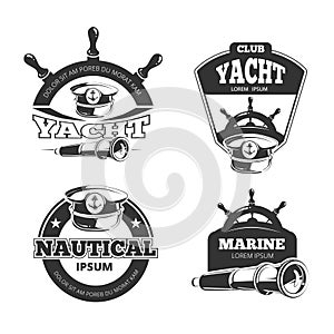 Nautical vector signs, labels and badges