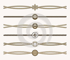 Nautical vintage rope vector dividers