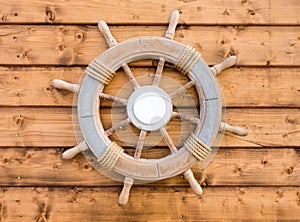 Nautical Wooden Boat Ship Steering Wheel