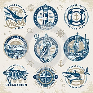 Nautical world logotype set colorful