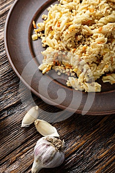 Nautically pasta on the wooden background