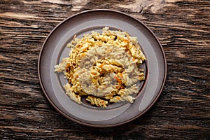 Nautically pasta on the wooden background