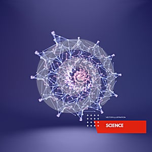 Nautilus shell. Abstract design element. 3d connection structure. Vector illustration for science, chemistry or education