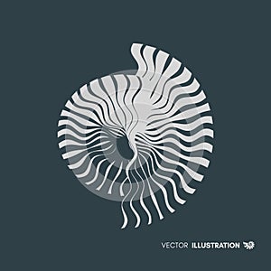 Nautilus shell. Abstract design element. 3D vector illustration.