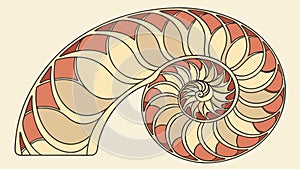 Nautilus shell cross,section Fibonacci sequence design vector design Generative AI