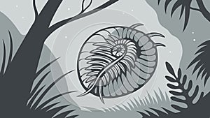 Nautilus Shell in GrayToned Foliage, vector design Generative AI