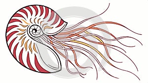 Nautilus shell illustration, sea shell, marine life, ocean nature, shell art vector design Generative AI photo