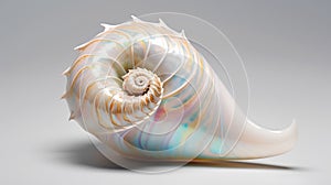 Nautilus shell isolated on white background. 3D illustration.