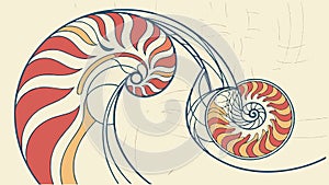 Nautilus Shell Spiral Abstract Art, vector design Generative AI