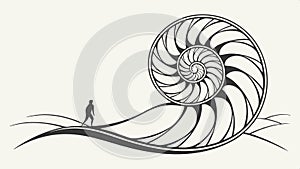 Nautilus shell spiral, nature and Fibonacci sequence vector design Generative AI