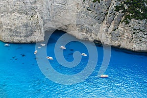 Navagio bay and Ship Wreck beach in summer. The most famous natural landmark of Zakynthos, Greece