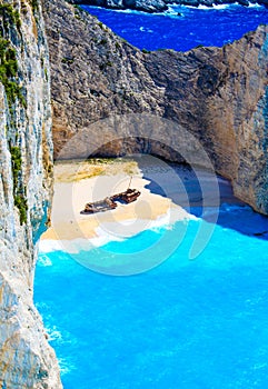 Navagio bay and Ship Wreck. Zakynthos, Greek island in the Ionian Sea