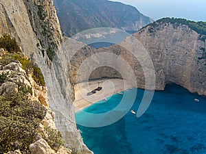 Navagio Beach Shipwreck Beach, Zakynthos island, Greece.