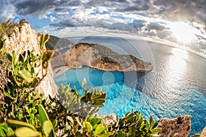 Navagio beach with shipwreck on Zakynthos island in Greece