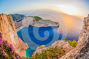 Navagio beach with shipwreck on Zakynthos island in Greece