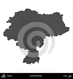 Navahrudak District, Belarus, isolated on white. Grayscale