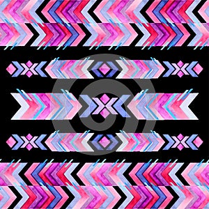 Navajo aztec textile inspiration watercolor pattern. Native amer