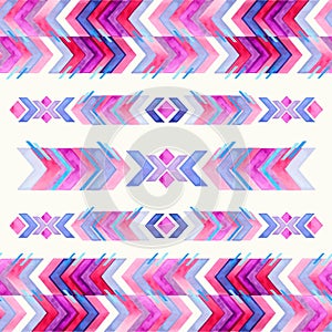 Navajo aztec textile inspiration watercolor pattern. Native amer