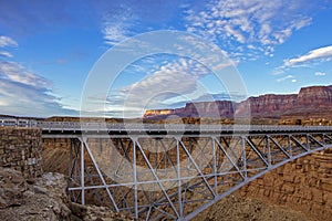 Navajo Bridge with Vermillion cliffs AZ in background