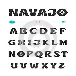 Navajo. Font in the style of ornaments of Indian tribes