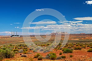 Navajo Generating Station and Nearby Sandstone Mountains by Page Arizona