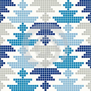 Navajo mosaic rug with traditional folk geometric pattern