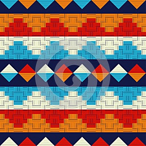 Navajo mosaic rug with traditional folk geometric pattern. Native American Indian blanket. Aztec elements. Mayan ornament. Seamles