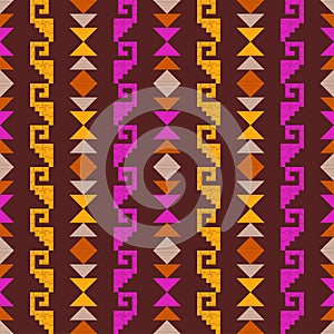 Navajo mosaic rug with traditional folk geometric pattern. Native American Indian blanket. Aztec elements. Mayan ornament. Seamles