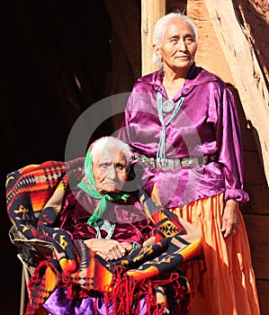 Navajo Wise Elderly Women Outdoors