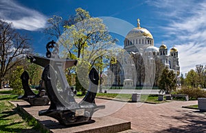 Naval Cathedral of Saint Nicholas and Anchor memorial sign in Kr