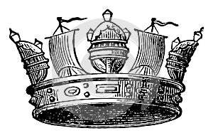 Naval Crown vintage engraving