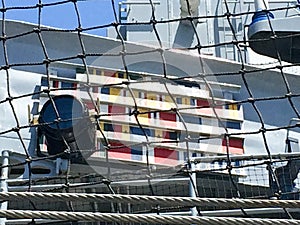 Naval militray ribbons on war ship destroyer battleship