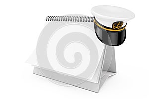 Naval Officer, Admiral, Navy Ship Captain Hat over Blank Paper D
