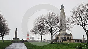 The Naval War Memorial at Plymouth, situated at the centre of The Hoe, looking towards Plymouth Sound