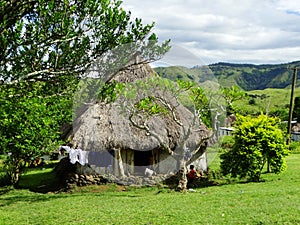 Fiji - traditional houses - bure at the Navala village photo
