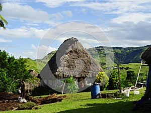Fiji - traditional houses - bure at the Navala village photo