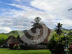 Fiji - traditional houses - bure at the Navala village photo
