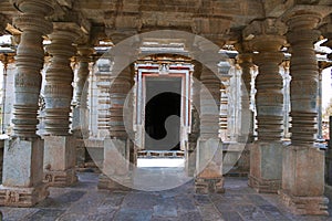 Navaranga mandapa of Parshvanatha Basadi, Basadi Halli jain temple complex, Karnataka photo